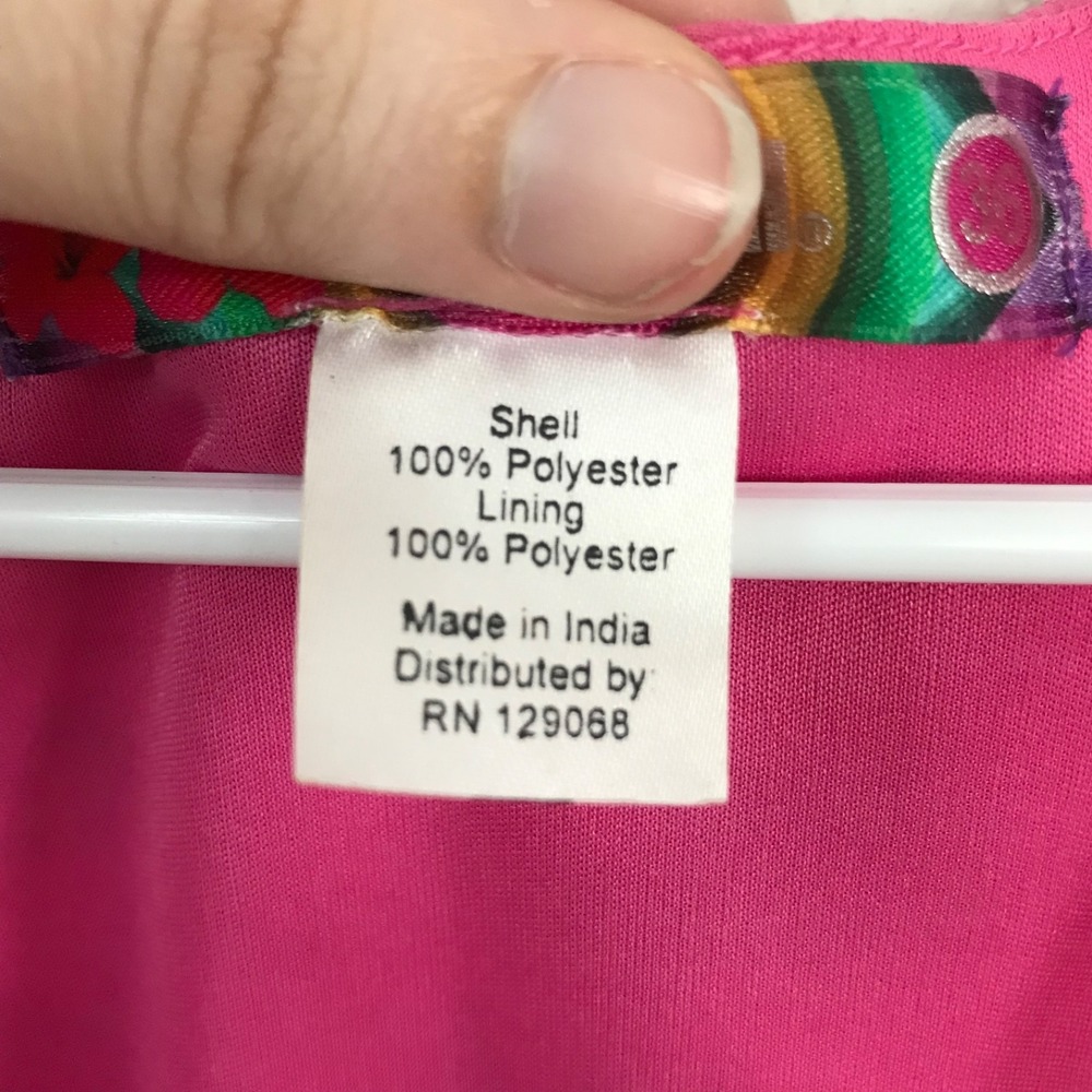 Desigual Womens Lina Dress XS/36 Pink Orange Print Layered Chiffon Sleeveless - Picture 9 of 10